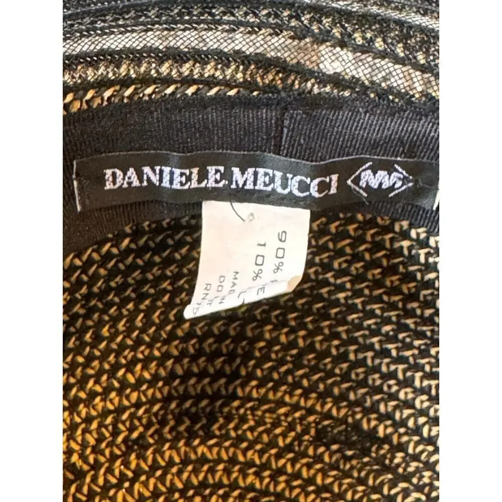 Daniele Meucci Black and Tan Paper Straw Sun Hat Women's One Size